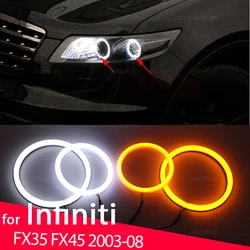 White & Yellow Cotton Smd LED Headlight Angel Eyes Bulb  Ring Lamp for INFINITI FX35 FX45 2003-2008 Car-styling Accessories
