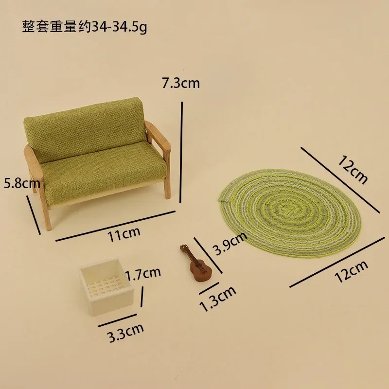 Dollhouse Carpets 1set EU Style Fabric Sofa Seat Carpet Model Mini Home Decor Furniture Scale Decoration Ornament