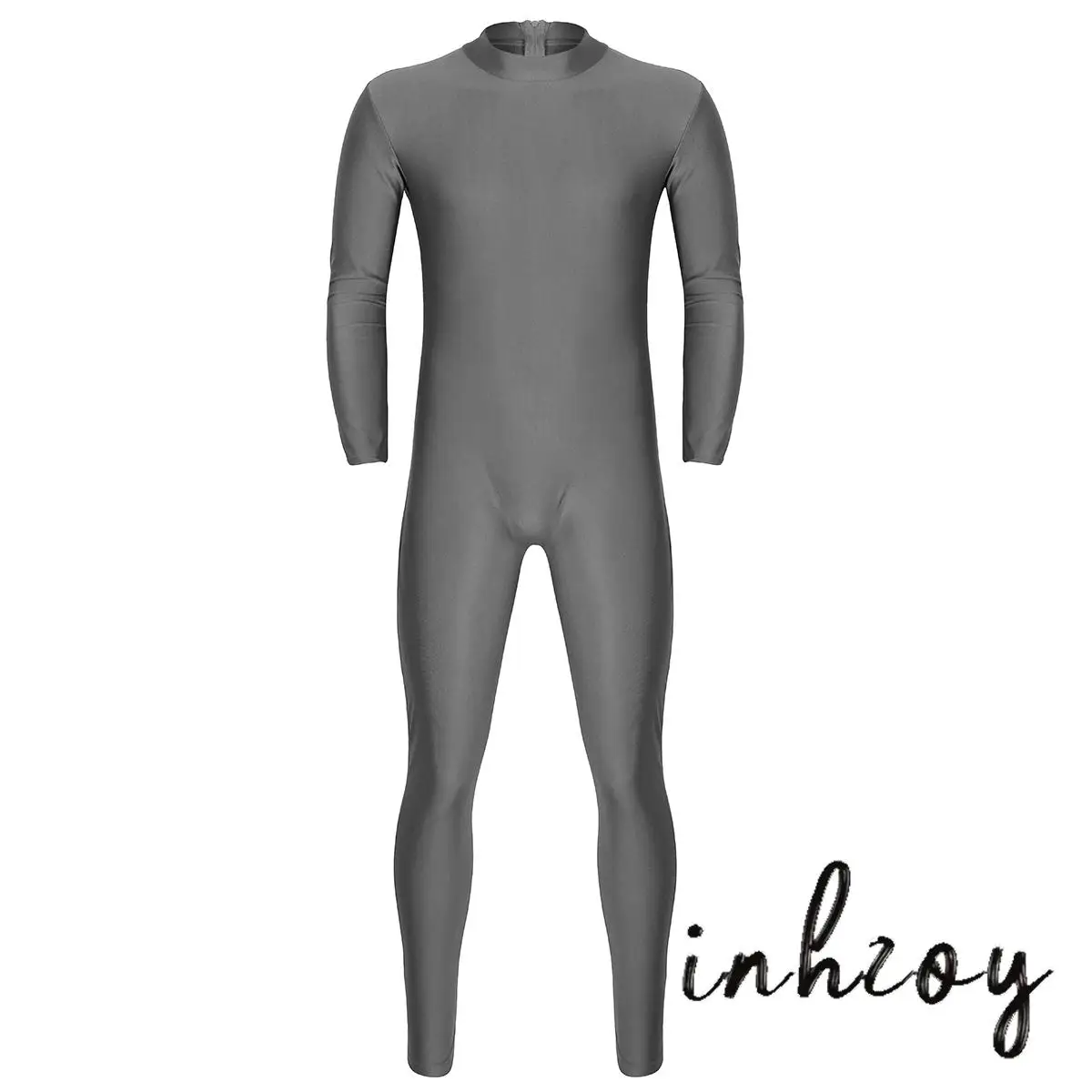 

Men Adults One Piece Long Sleeve Tight Solid Color Body Bodysuit Jumpsuit for Cycling Sports Gymnastics Dance Practice Plus Size
