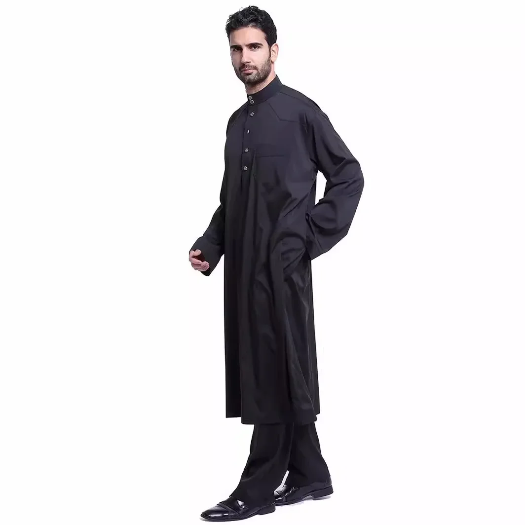 Abaya Muçulmano Robes Set para Homens, Cor Sólida, Dubai, Paquistão, Oriente Médio, Arábia Saudita, Novo Estilo, S-3XL