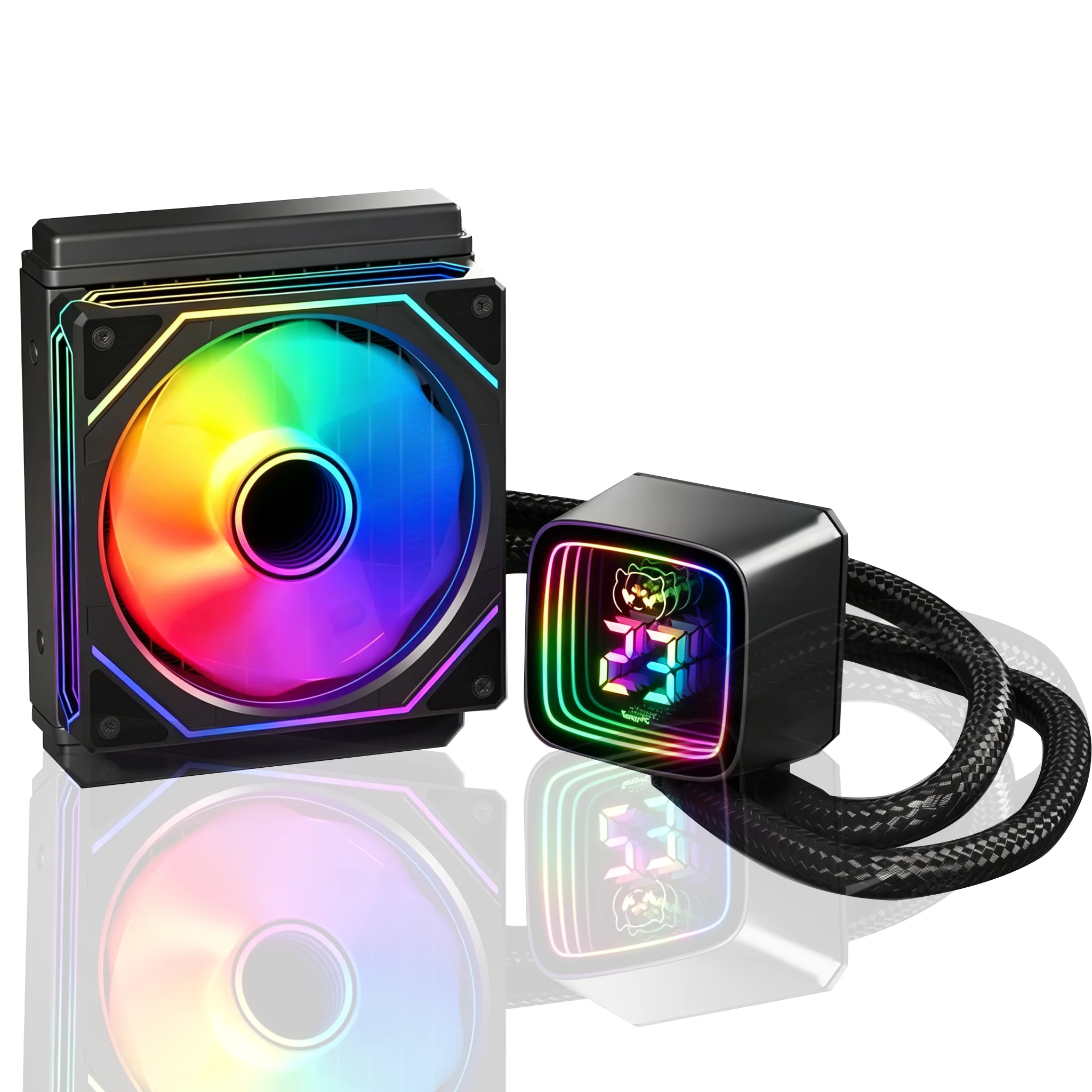Enfriador de CPU AIO de 120 mm con Pantalla Digital, Refrigeración Líquida de 120 mm, Ventiladores ARGB PWM, LGA 1700/1200/115X/1366/775, AMD AM5/AM4