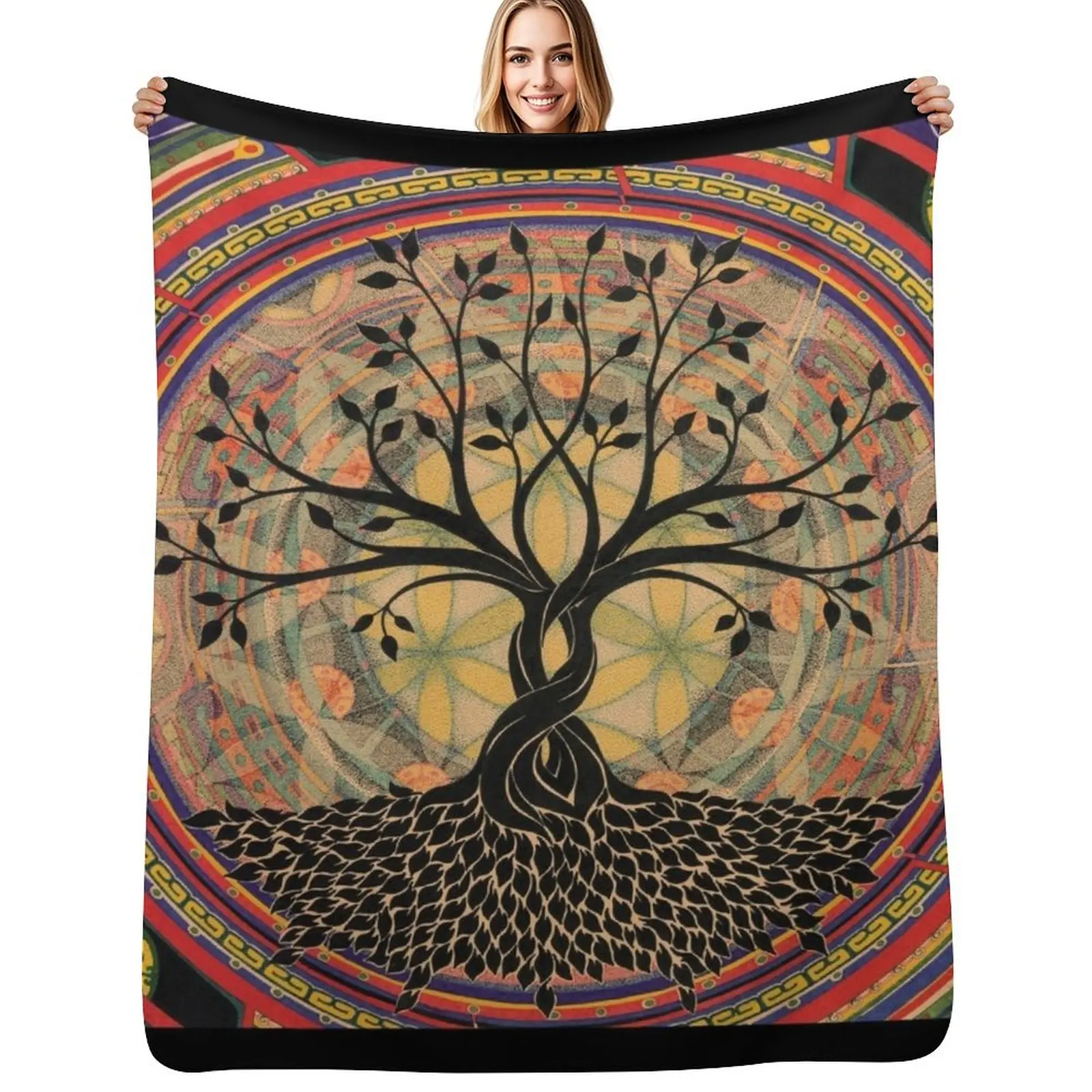 Life:Tree Throw Blanket Multi-Purpose Sleeping Bag Sofa Throw Personalized Gift Tourist Cute Plaid Blankets