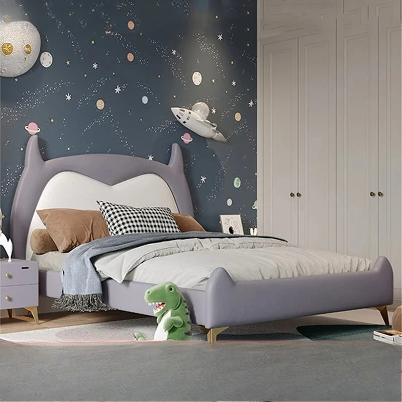 

Children's bed boy leather bed modern simple single primary and secondary school bed twelve constellations Scorpio girl princess