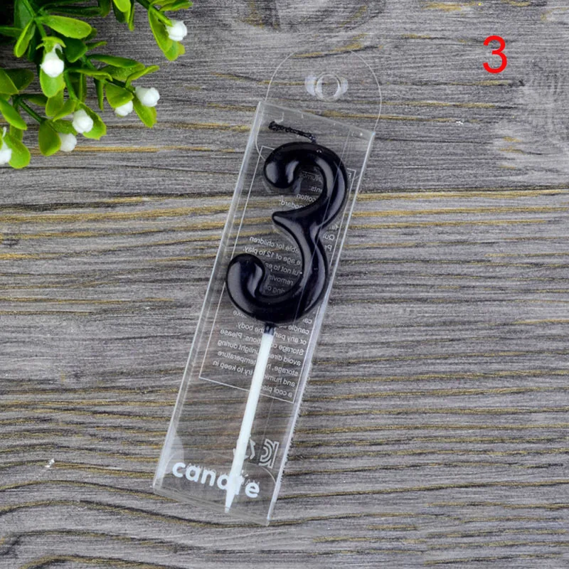 0-9 Number Cake Decorations Romantic Black Candles Number Topper for Happy Birthday Cake Decoration Queen Baby Shower Supplies