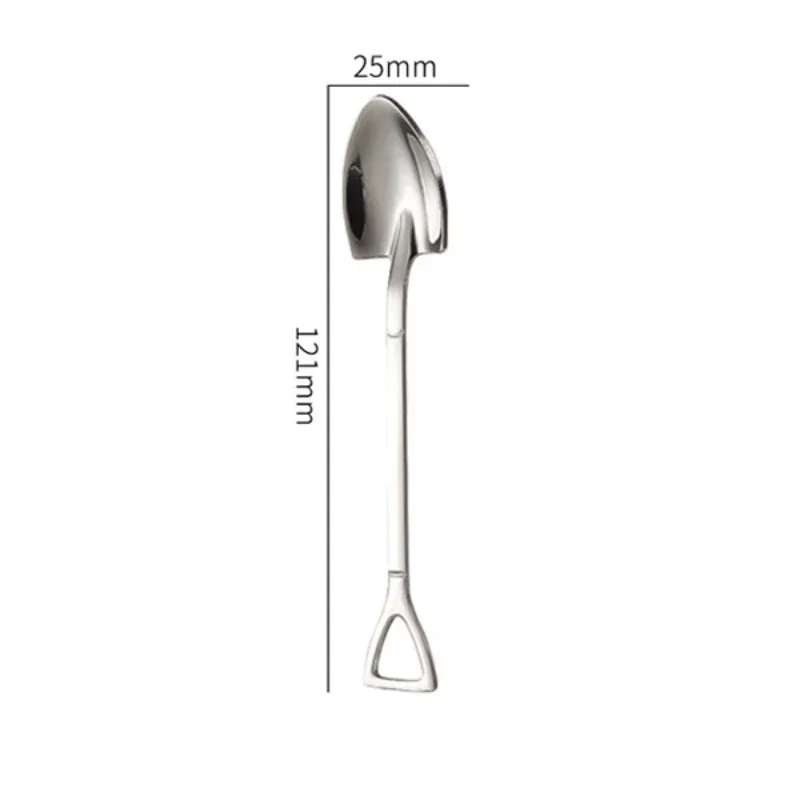 4pcs Coffee Spoon Cutlery Stainless Steel Retro Iron Shovel Ice Cream Spoon Scoop Creative Spoon Teaspoon Kitchen Tableware 12cm