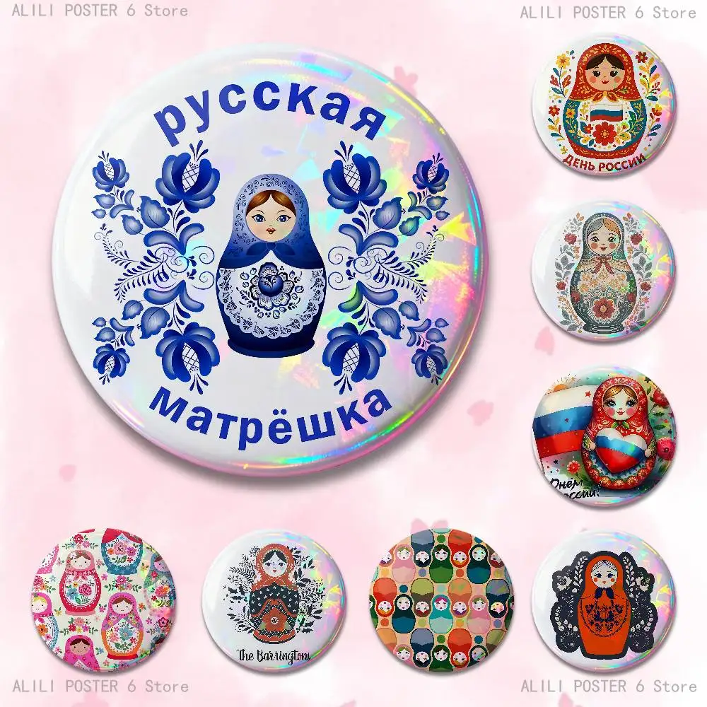 Russian Doll Matryoshka 32mm 58mm 75mm 44mm 25mm Anime Badges Brooches DIY Pins Decorations Birthday Gifts
