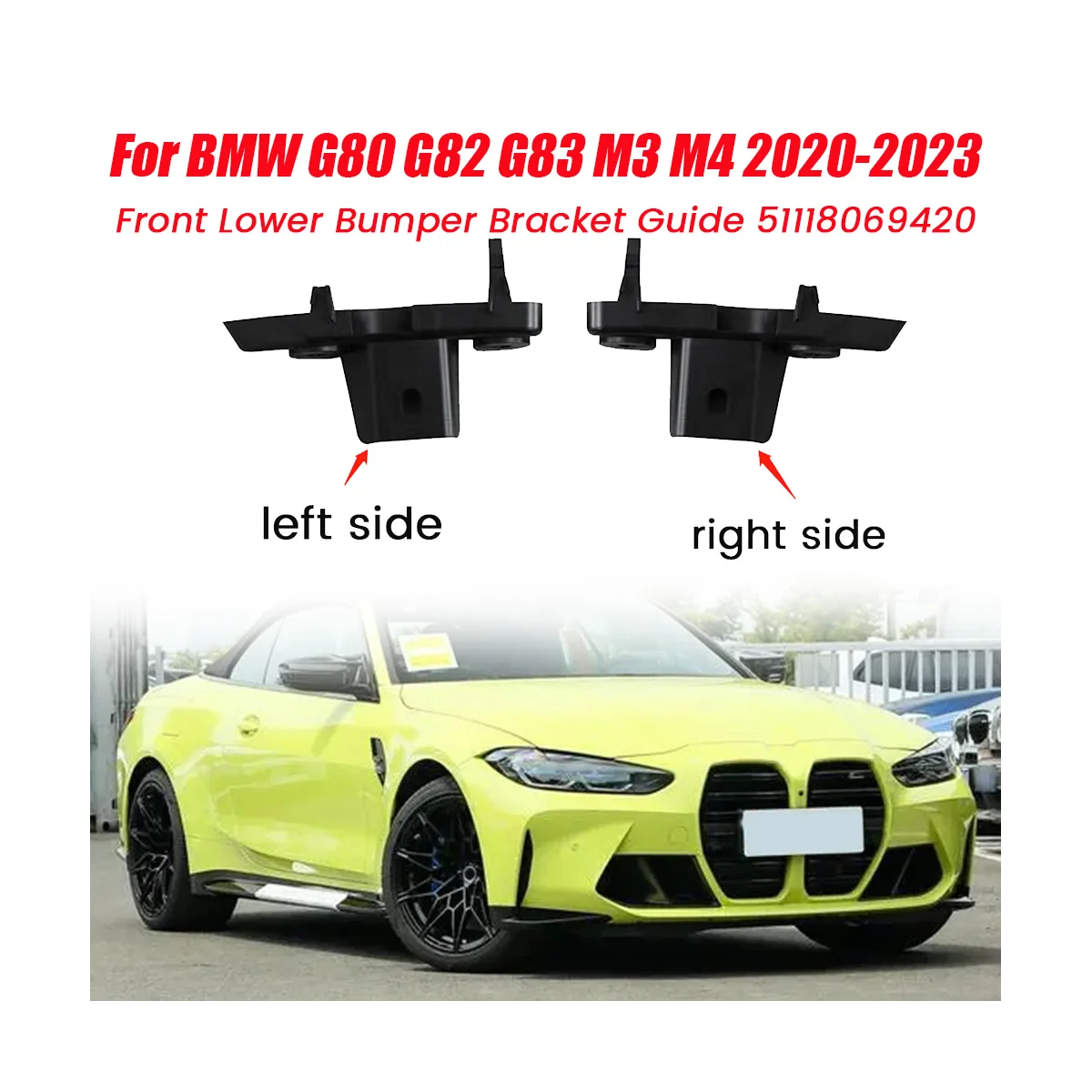 Left Lower Front Bumper Guide 51118069419 for BMW G80 G82 G83 M3 M4 2020-2023 Car Bumper Inner Bracket Cover