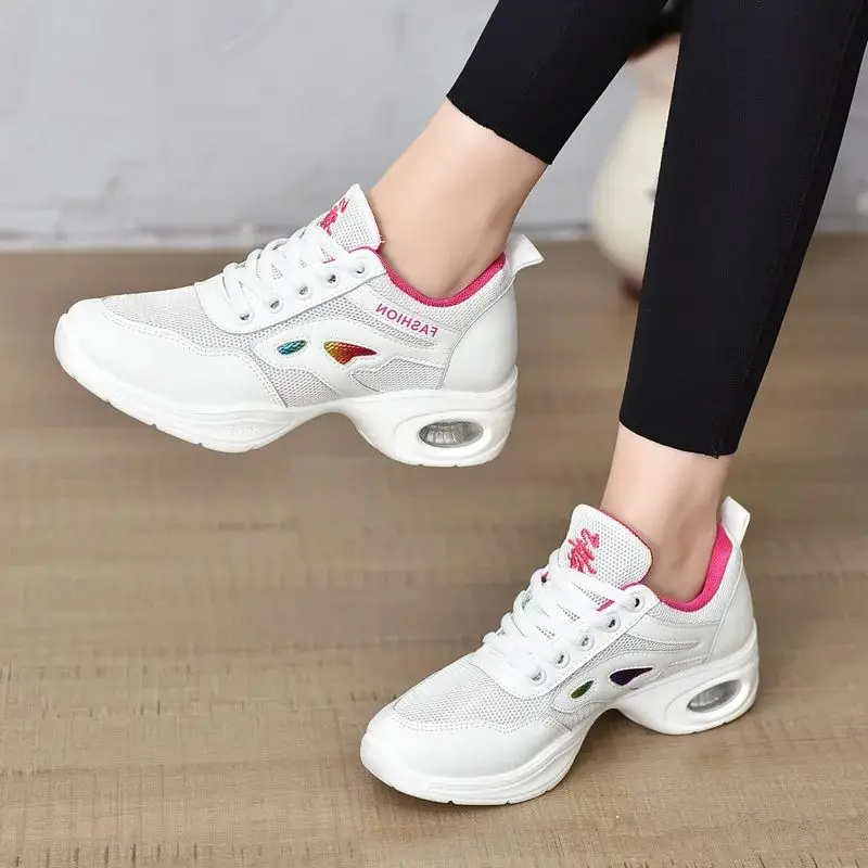 Dance sneakers for woman jazz shoes mesh Modern Outsole Dance Sneakers Breathable Lightweight Dancing fitness shoes for women