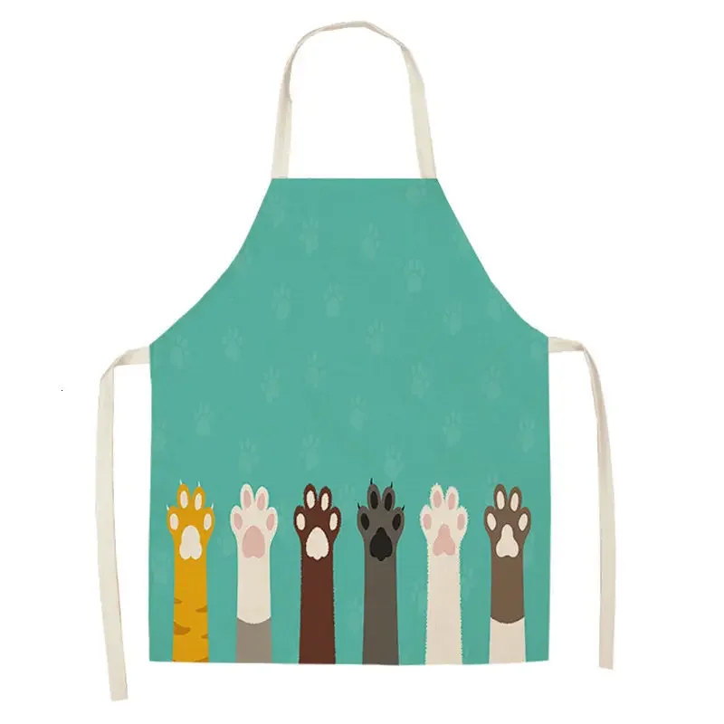 Cute Cat Pattern Kitchen Apron Antifouling Oil Proof Men's and Women's Kitchen Apron Hairdresser Cafe Kitchen Apron Barbacoa