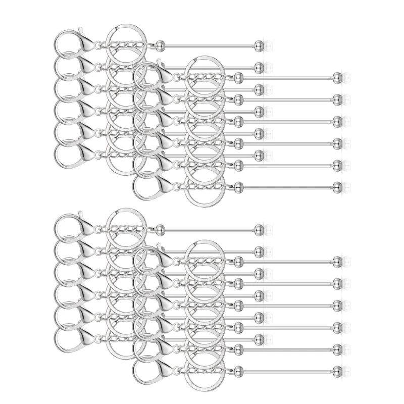 Legering sleutelhanger blanks 24-delige set voor kralen en mode-accessoires Crafting Dropship