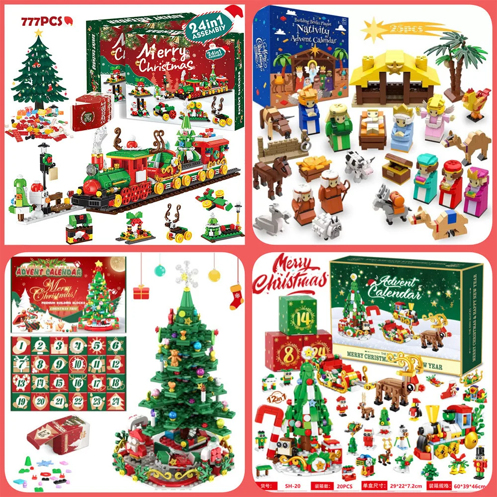 عيد الميلاد صندوق أعمى بنة مجموعة سانتا كلوز شجرة عيد الميلاد الرنة سنو هاوس 24 يوما العد التنازلي صندوق التقويم لتقوم بها بنفسك لعبة هدية #1