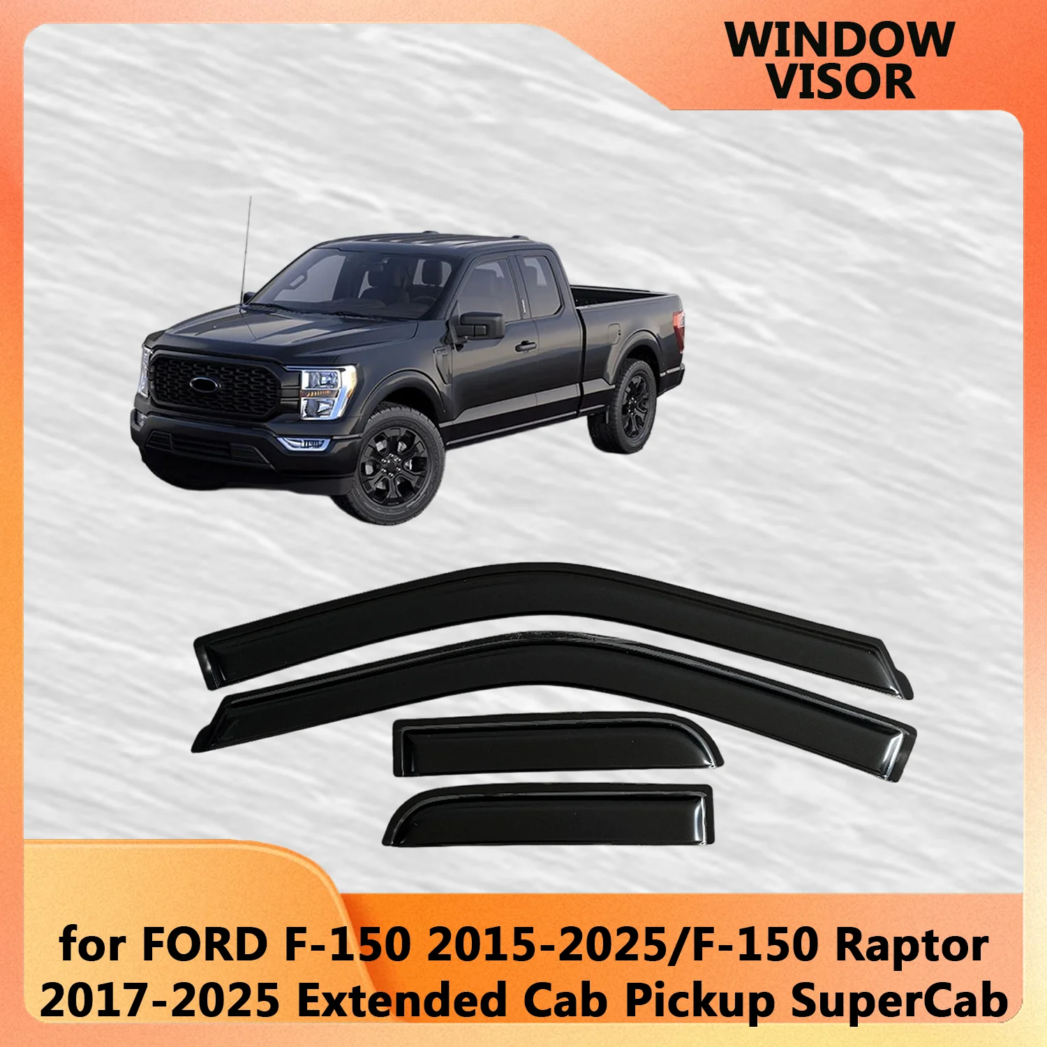 

For FORD F-150 2015-2022 2023 2024 2025/F-150 Raptor 2017-2024 2025 Extended Cab Pickup SuperCab Wind Deflectors Rain Guards