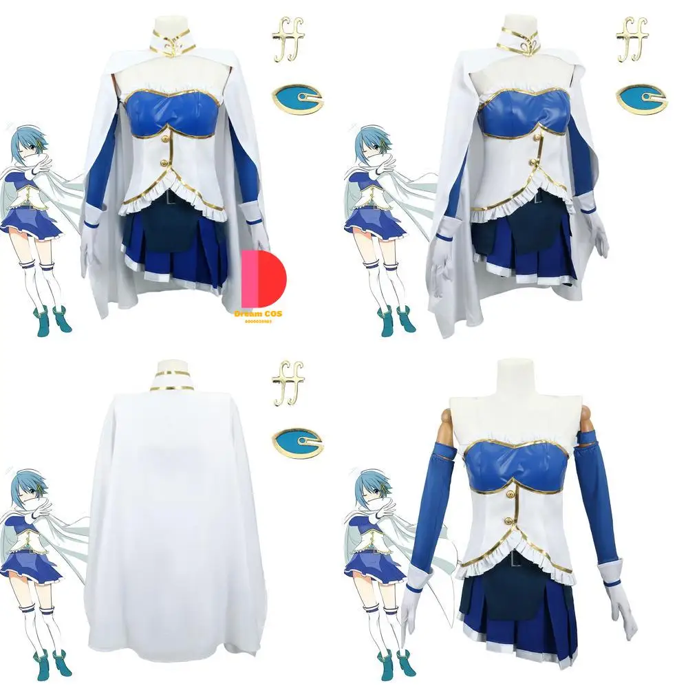

Puella Magi Madoka Magica Cosplay Costume Anime Miki Sayaka Blue Dress Battle Suit Role Play Women Wig Comic Con Halloween Party