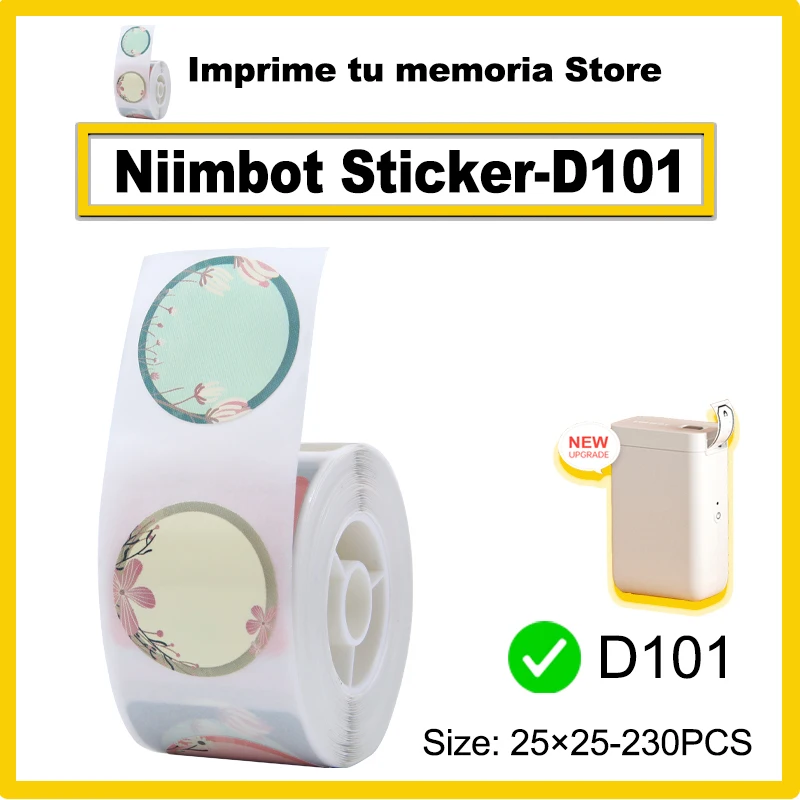 NIIMBOT D101 Label Printers Round Flower Thermal Label Paper Paste White Color Sticker Label Marking Paper 20mm 25mm Wider Tapes