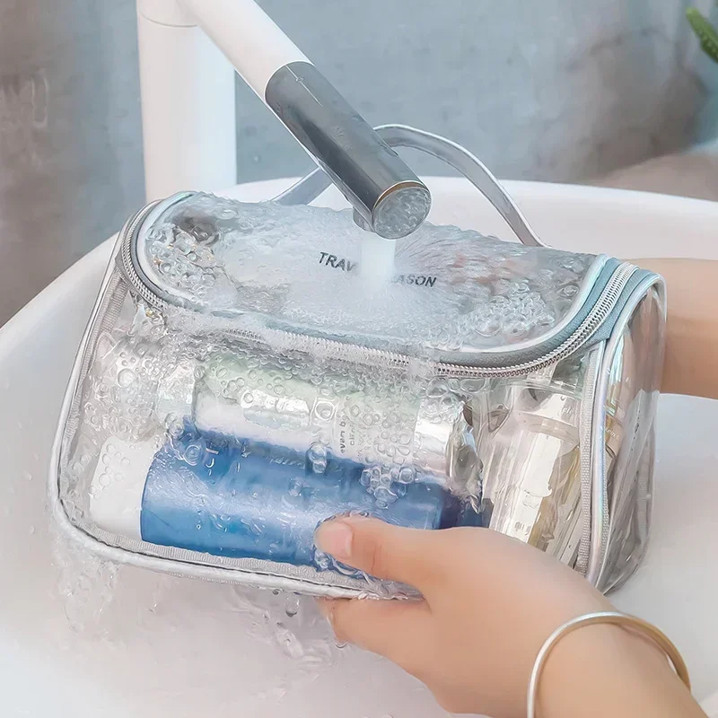 Clear Makeup Cosmetic Bag Portable Travel Toiletry Pouch Transparent Waterproof Pouch Storage Home Travel Wash Kit Case