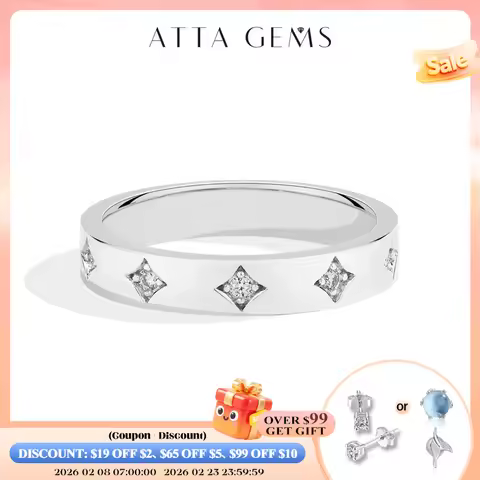 ATTAGEMS Round Cut Moissanite Rings Star Design for Women 925 Sterling Silver Ring Yellow Gold Plated Classic Engagement Jewelry