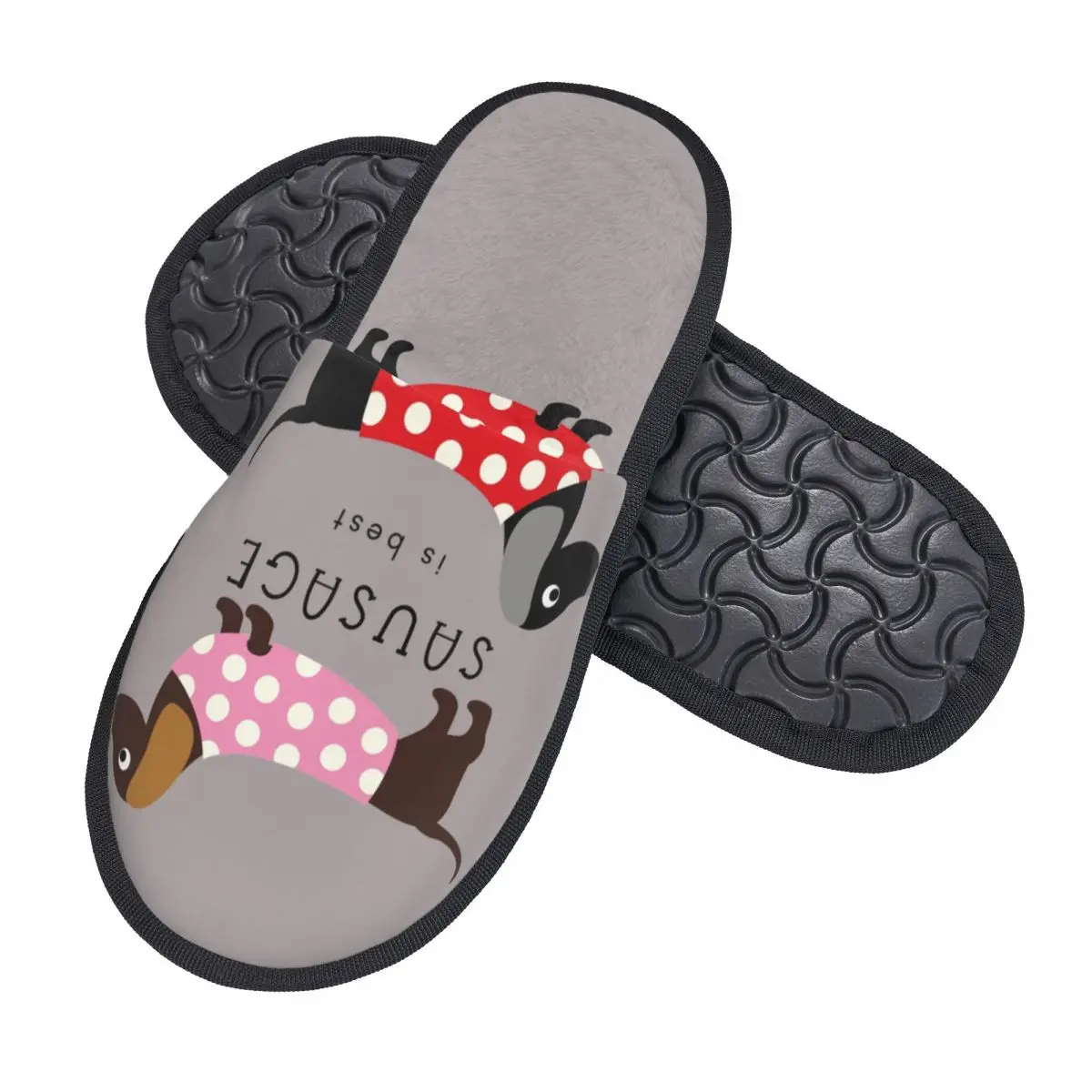 Sausage Is Best Cozy Scuff Memory Foam Slippers Women Sausage Dog Daschund Spa House Shoes