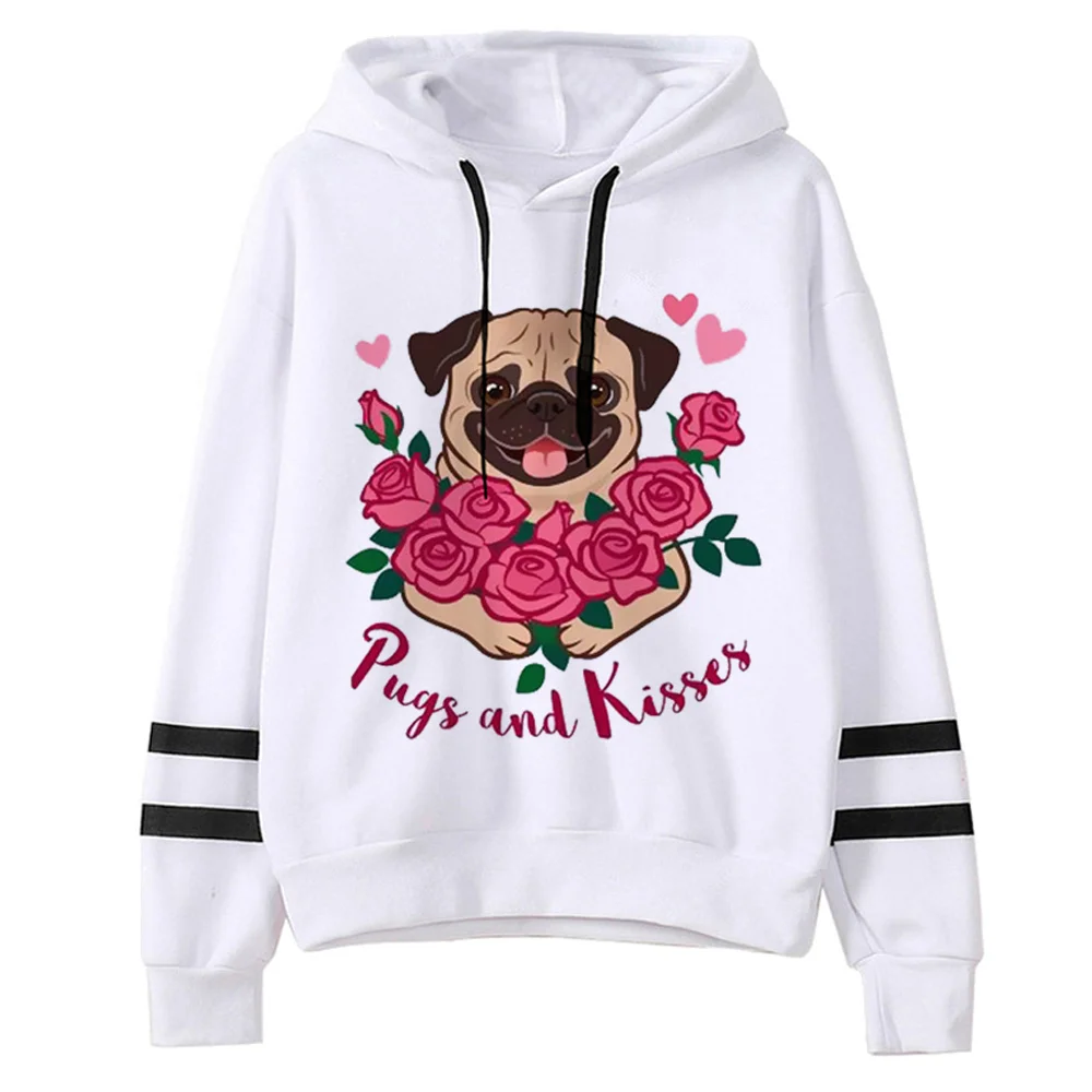 Pug hoodie kaus bertudung wanita keringat anime grafis Jepang y2k pakaian wanita 90s