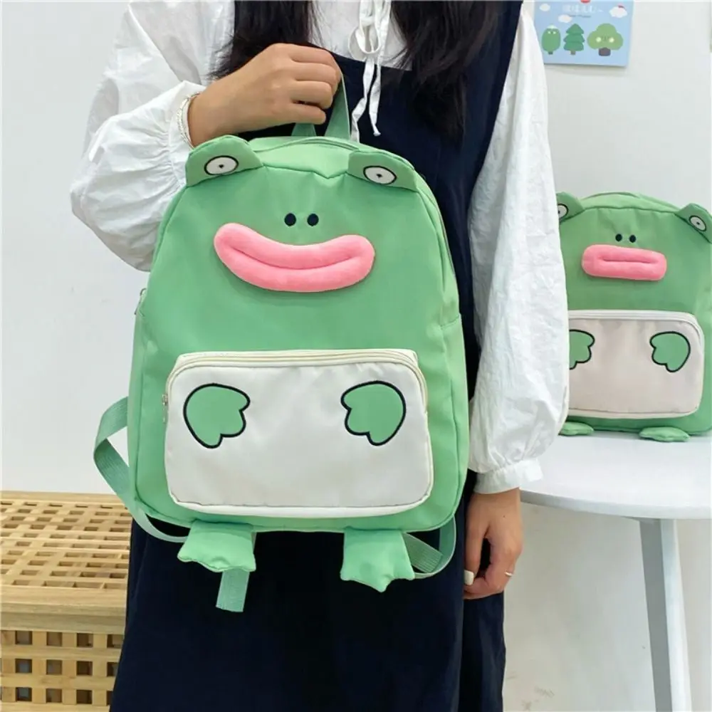 Funny Polyester Little Frog Backpack Storage Large Capacity Doll Schoolbag Cartoon Backpacks