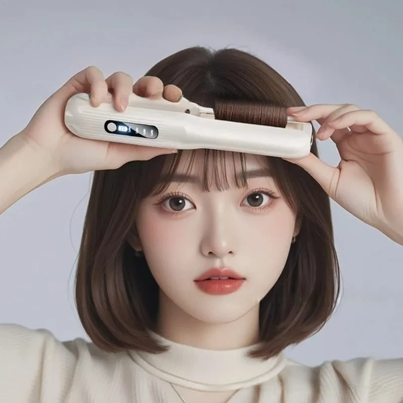 for MINI Wireless Hair Straightener Rechargeable Portable Curling Iron Dual Purpose Straightening and Curling Clip for Bangs