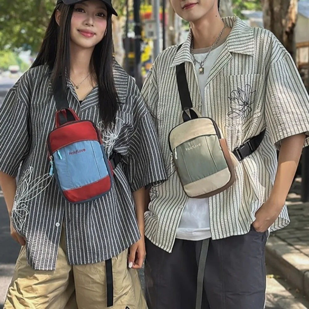 

Простая квадратная мужская нагрудная сумка на молнии, спортивная сумка на плечо в корейском стиле, нейлоновая сумка через плечо большой емкости для бега