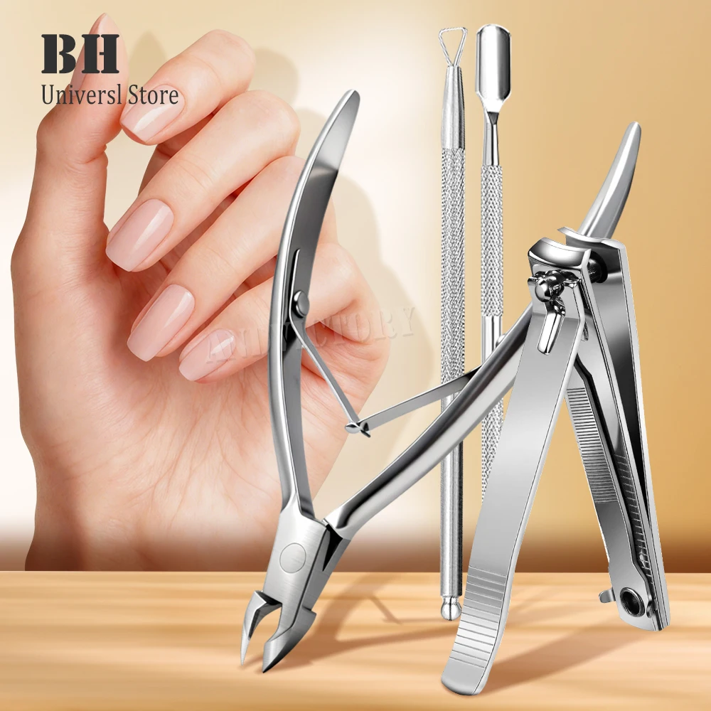 

1Set Nail Nippers Scissors Cuticle Trimmer Extremely Sharp Edge Cuticle Pusher Clippers Cutter Remover Pedicure Manicure Tools