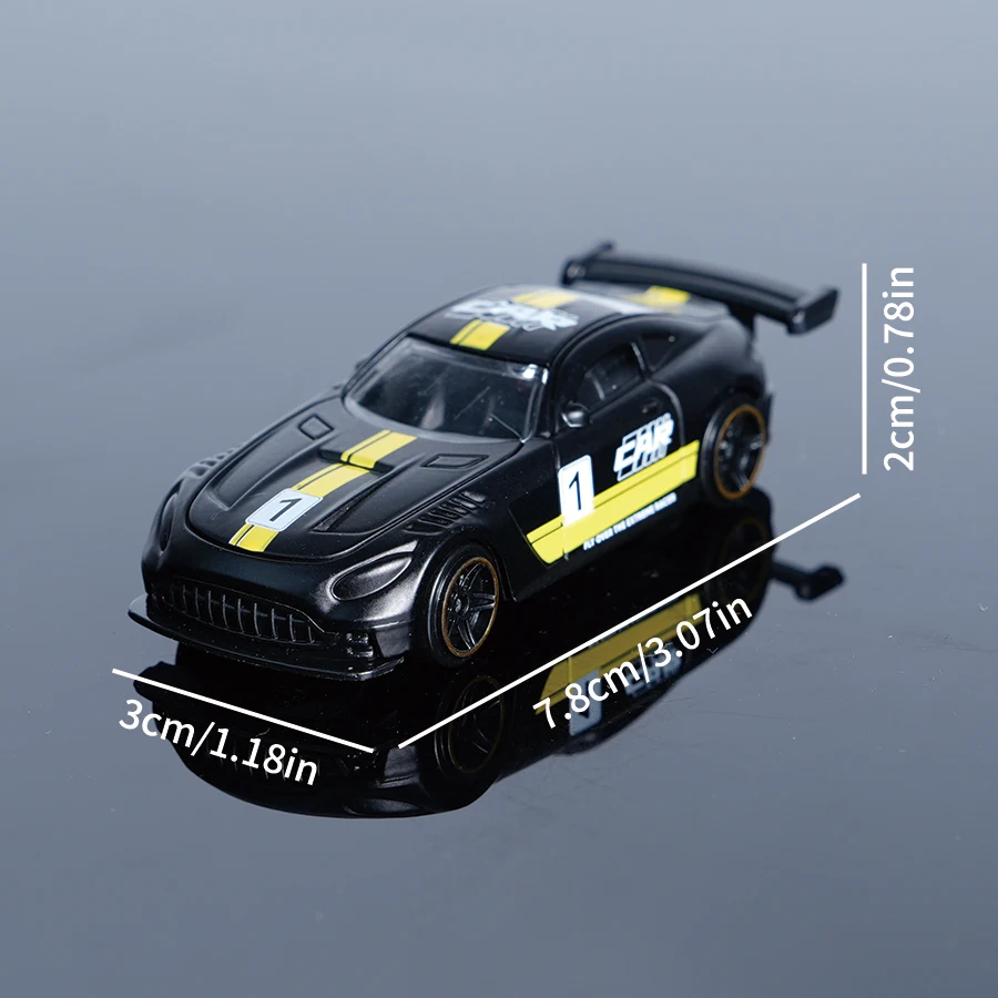 نموذج سيارة سباق مصنوع من خليط معدني باللونين الأسود والأصفر 1:64، هدية للأولاد، حجم صغير لسهولة التعامل مع سطح المكتب، ديكور المنزل، عرض المجموعة #2