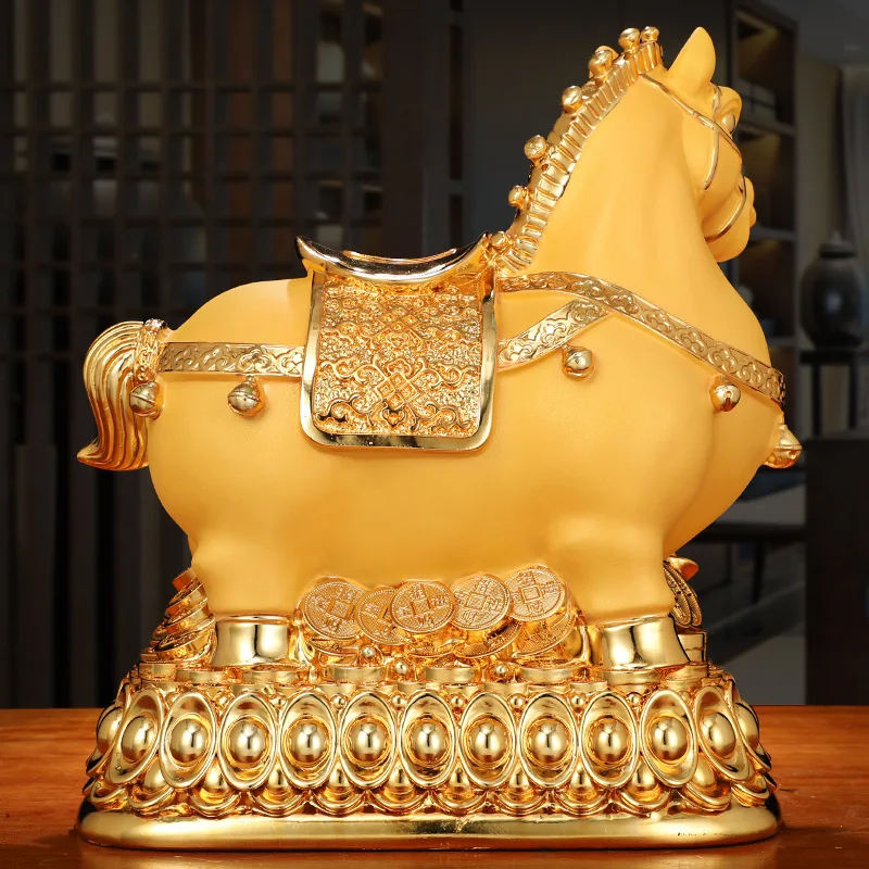 Wealth Gold Horse Money Tank Decoration Creative Money Tank Resin Crafts Home Living Room Tv Cabinet Decor Gifts Ornaments