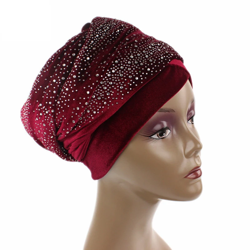 

Solid Color Velvet Hijab Turban Caps for Women Muslim Head Scarf Hat Long Tail African Wraps Cap Islamic Under Scarf Bonnet