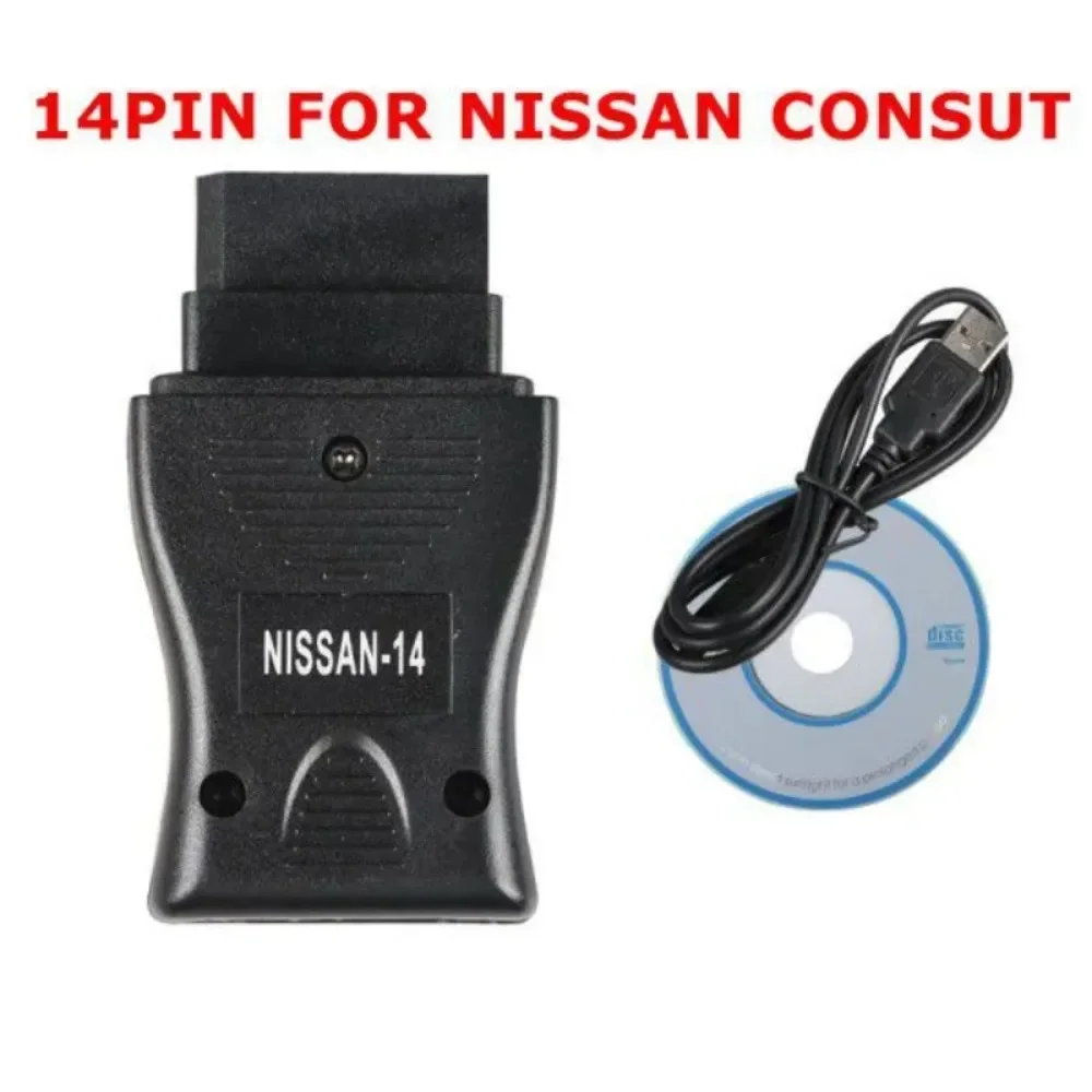 NISSAN Consult Car Diagnostic Tools 14 Pin USB Interface OBDII Scanner  Fault Code Cable  Connector Adapter Detector Acesssories