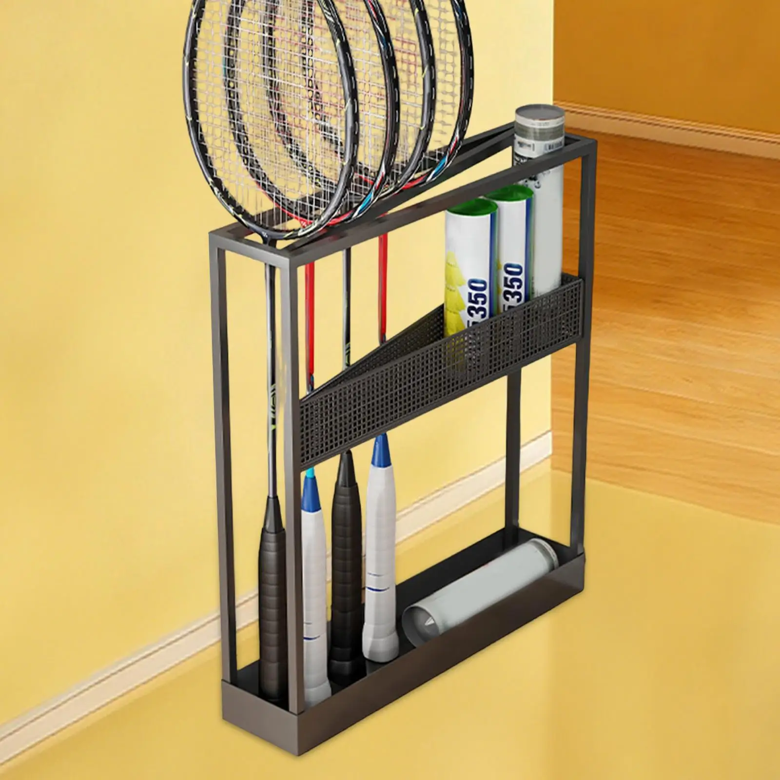 

Стойка для хранения ракеток для бадминтона из прочного железа, компактный держатель для школ и стадионов