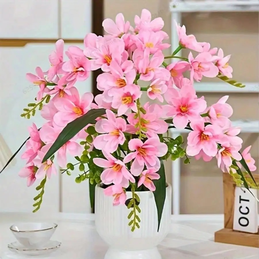 

1 комплект изысканных искусственных цветов розовой снежной орхидеи: элегантный декор дома/отеля и реалистичный реквизит для фотосъемки