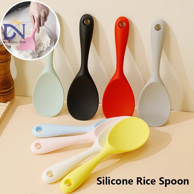 1PC Food Grade Silicone Rice Spoon Household Non Stick Pot Cooking Spoon High-temperature Resistant Kitchen Tools