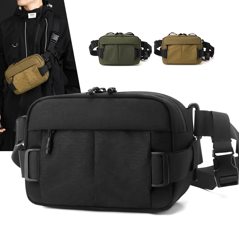 Nylon lightweight outdoor portable waist bag, functional workwear crossbody bag, commuting single-shoulder cycling chest bag