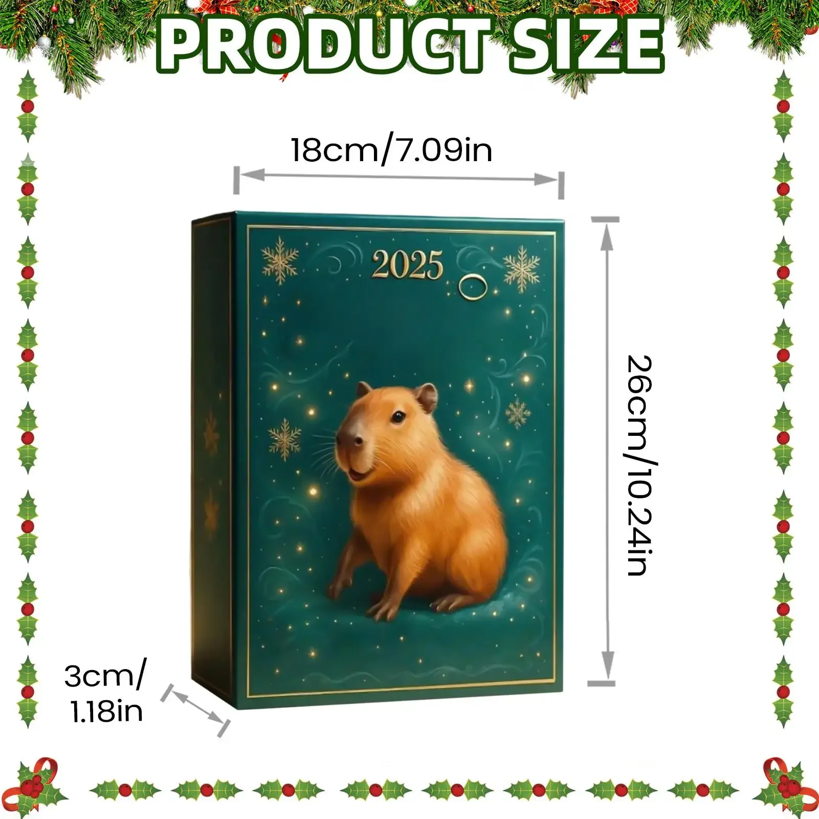 Christmas Advent Capybara 2D Acrylic Decoration 24 Days Holiday Capybara Ornament Countdown Calendar for Home Christmas Tree Car