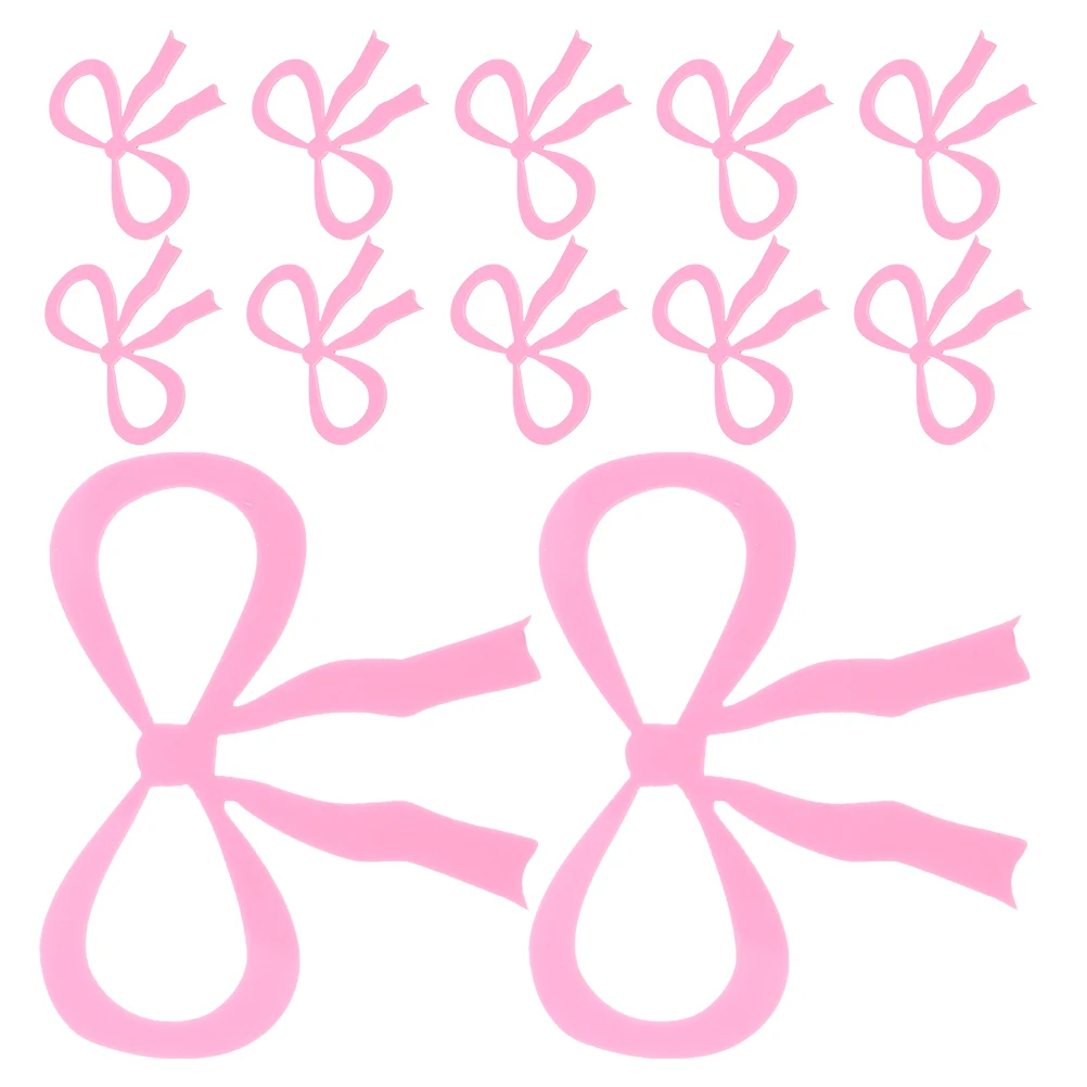 

12 Pcs Glass Decoration Bow Bottle Tags Pink Ribbon Bow Tags for Birthday Party Drink Markers Reusable
