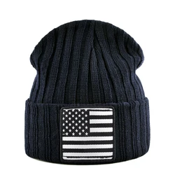 Knitted Hat For Men Autumn Winter Knitted Skullies Beanie With USA Map Patch Women's Outdoor Casual Sport Beanie Boys Girls Hats