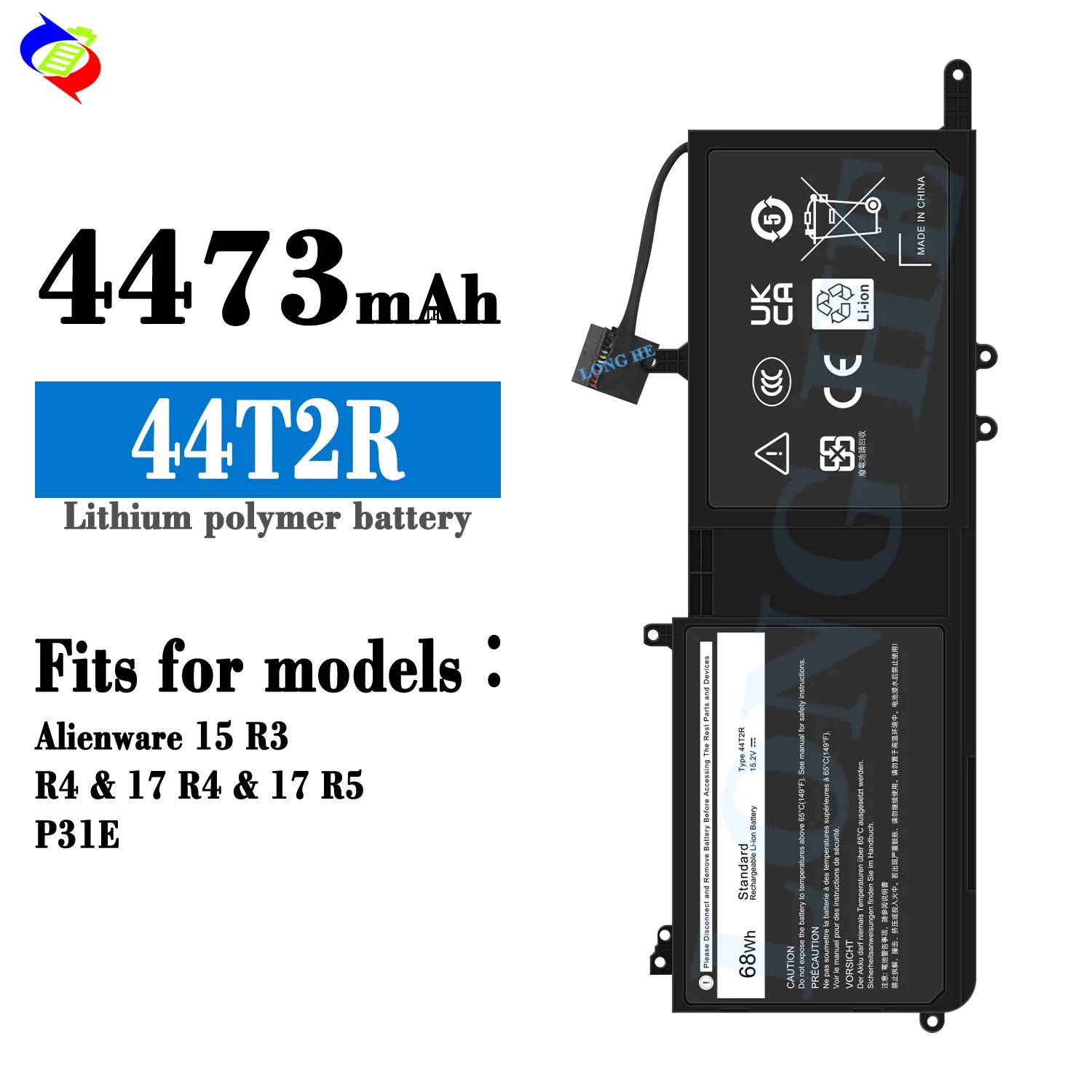 9NJM1 99Wh Laptop Battery for Dell Alienware 15 R3 R4 17 R4 R5 0546FF 0HF250 HF250 MG2YH 44T2R Replacement Notebook Battery