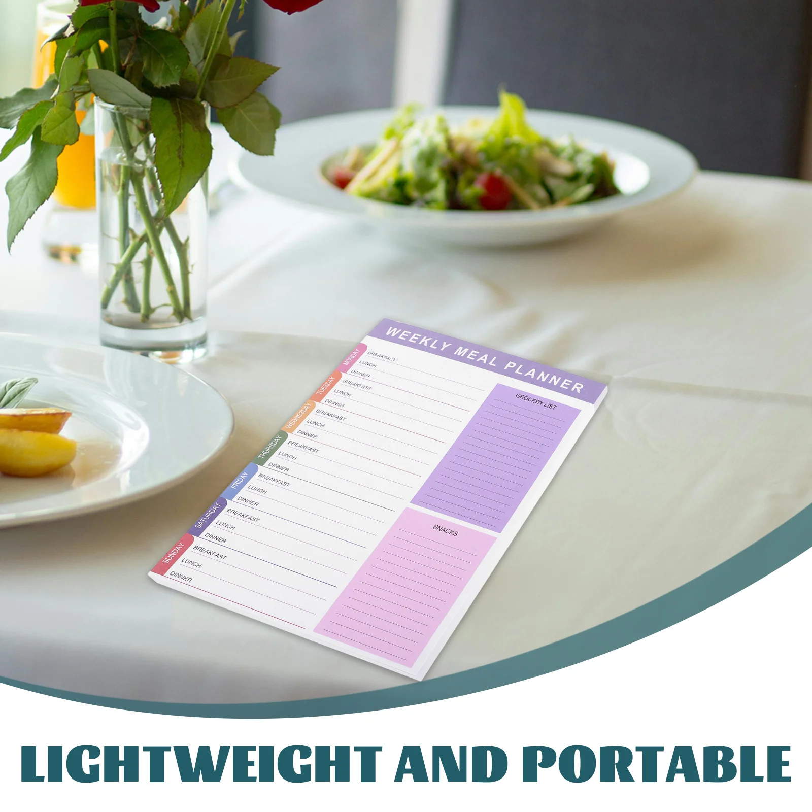 مفكرة مخططة للوجبات اليومية الأسبوعية، 60 ورقة، وسادة قائمة البقالة لتنظيم عادة تناول الطعام الصحي، قائمة مرجعية #4