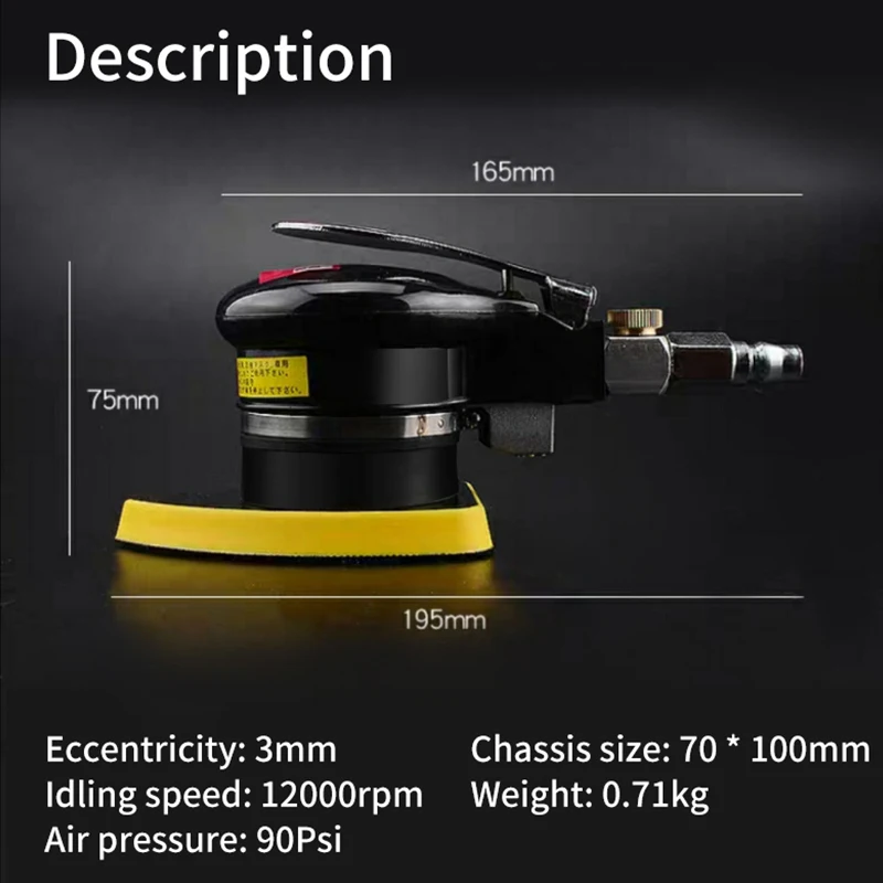 Pneumatic Air Sander Polisher Tool Pneumatic Orbital Sander for Car Paint Care Wood Grinder Polisher 70X100mm Vibrating Shock
