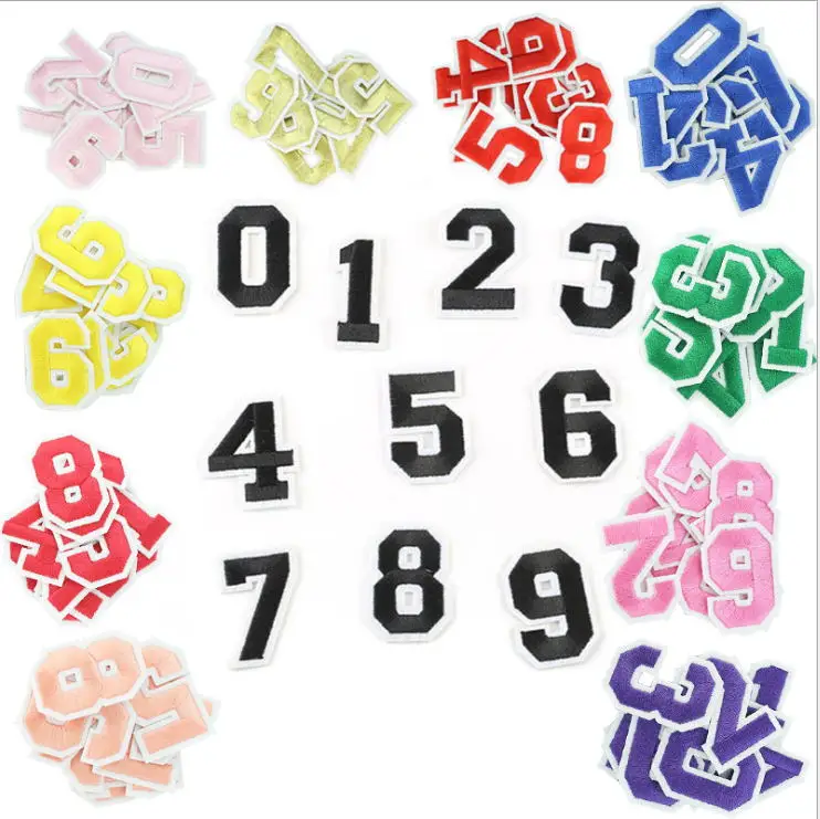 New arrival One Set Numbers Embroidered fashion patches iron on popular hat shoe bag Motif Applique embroidery accessory diy