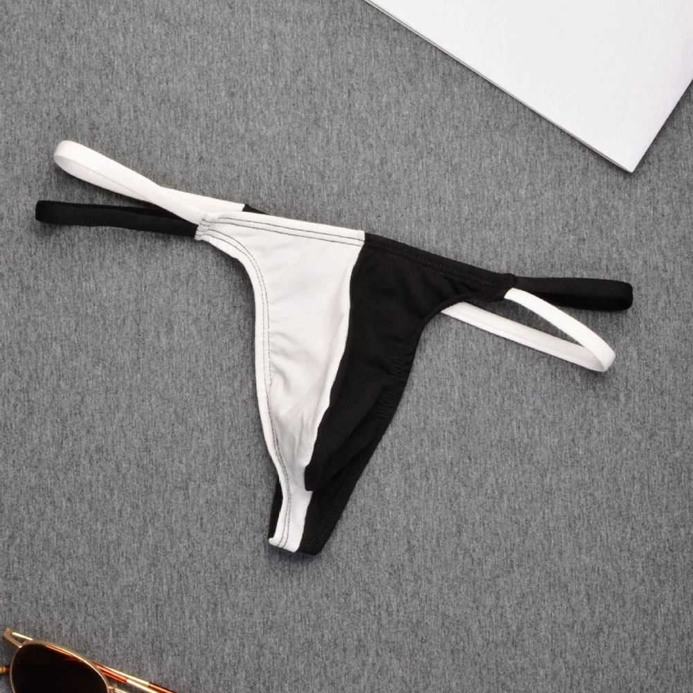 Fashion Casual Color Matching Thong Men G-string Underwear Low Rise Bulge Pouch T-back Panties Man Lingerie