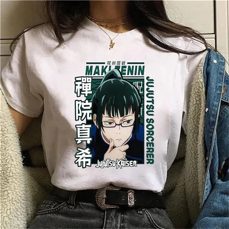 Anime T Shirt Zenin Maki Graphic Printed Round Neck Short Sleeve Women Fashion Casual Loose Tee Tops