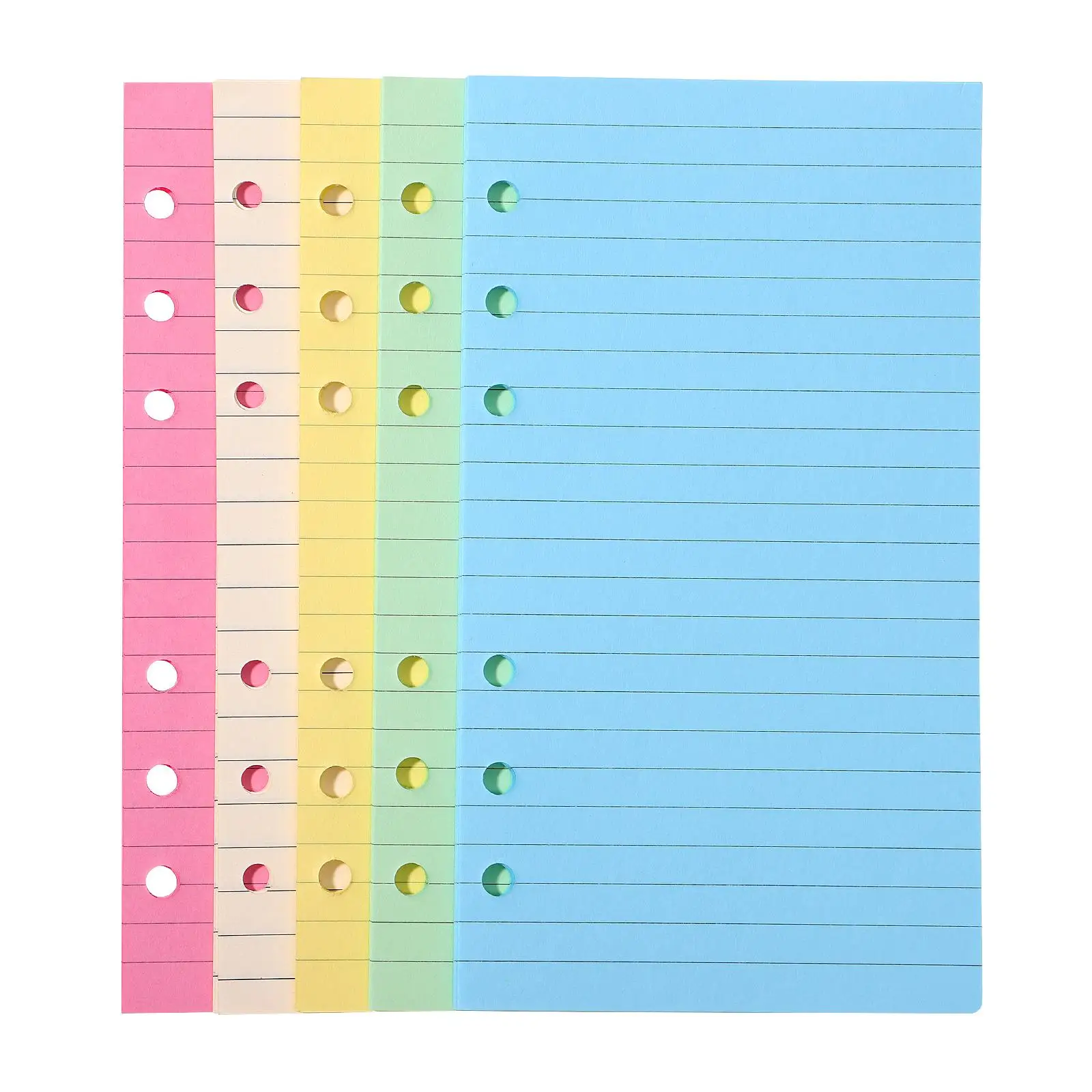 Loose Leaf Size Smooth Writing Transverse Line Sheets Notebook Refills Fit 6 Ring Colorful Loose Leaf Paper Binder