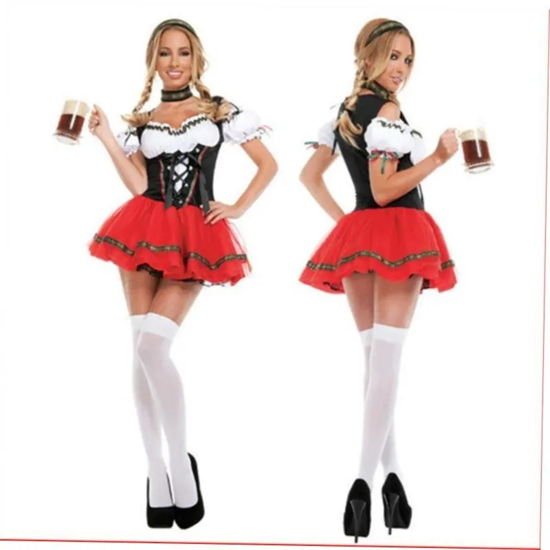 

Halloween Beer Girl Costume Bar Waiter Maid Outfit Women's Traditional National Stage Performance Clothing JtRbjyPY