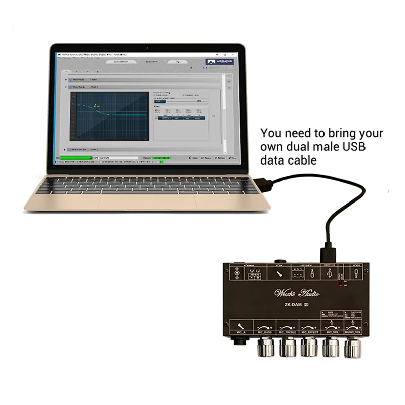 DAM H1 Karaoké Reverb Board Microphone Panneau de scène avant Microphone à effet frontal Chant avec carte de décodage USB Bluetooth (B)