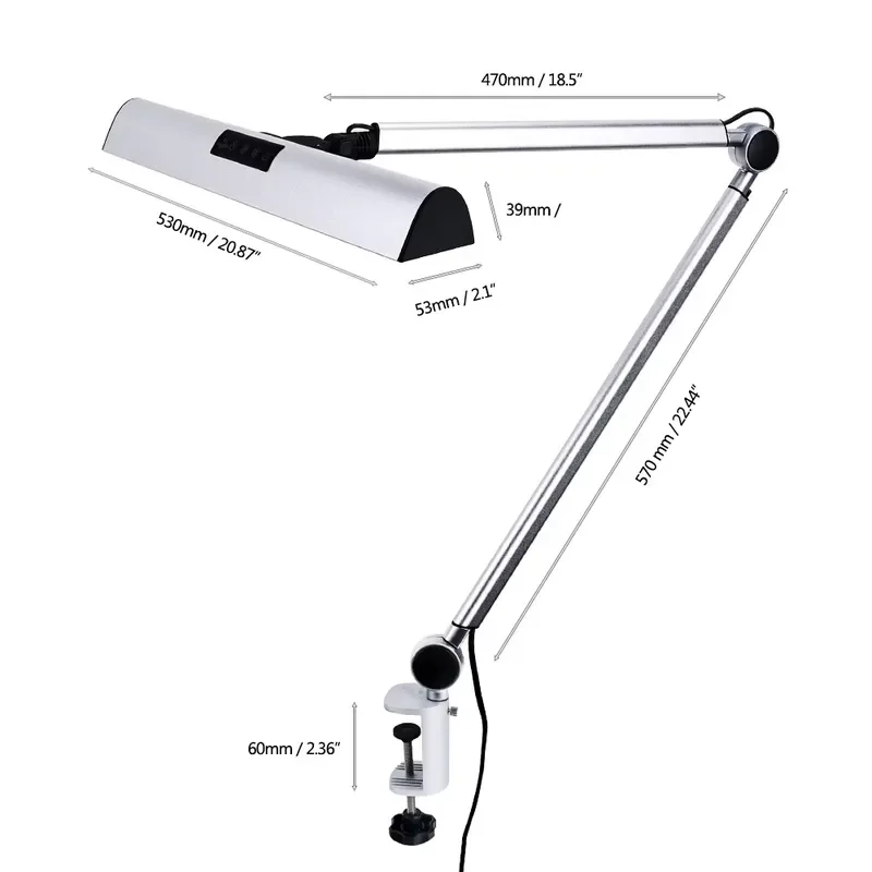 UYLED A509 Full Spectrum LED Desk Lamp Touch Control Dimming Swing Arm Reading Light for Study Room Maintenance Work Table