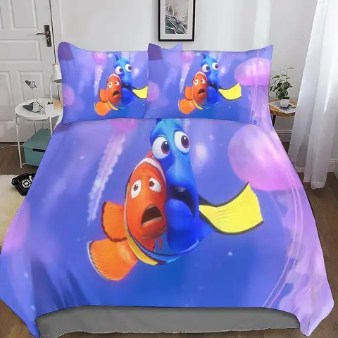 Finding N/emo Bedding Set Duvet Cover Set with Zipper Closure,Finding Dori Fish Quilt Cover Set for Teen Kids Boys Girls Adults
