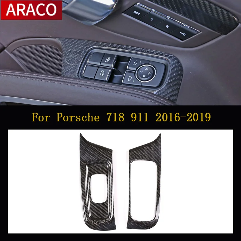 

For Porsche 718 911 2016-2019 Glass Lift Switch Frame Real Carbon Fiber Car Interior Modification