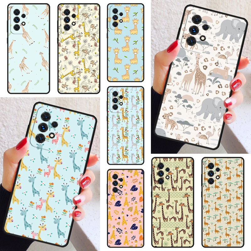 Cute Baby Giraffe Phone Case Cover For Samsung Galaxy A52 A72 A73 A20e A21S A50 A70 A11 A12 A42 A31 A40 A51 A71 A32 A80 A91